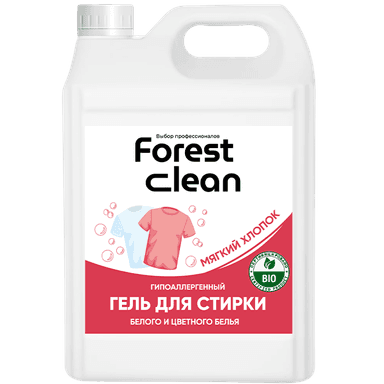 Гель для стирки белья 5 л "FOREST clean" канистра ЕВРО концентрат, Мягкий хлопок