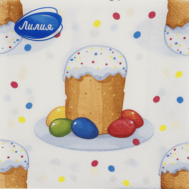 Салфетка бумажная 2-х/двухслойная 33*33 "Лилия" Пасхальный декор (20 лист.пач), Светлый праздник