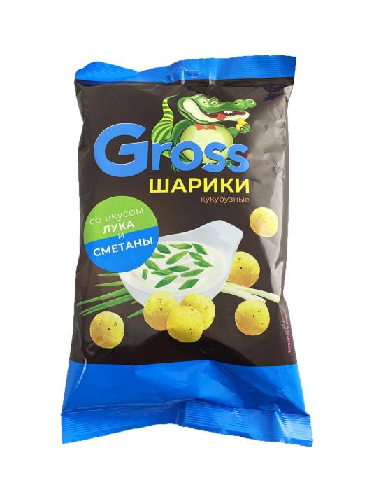 Шарики кукурузные "Gross" 60г, Сметана/Лук