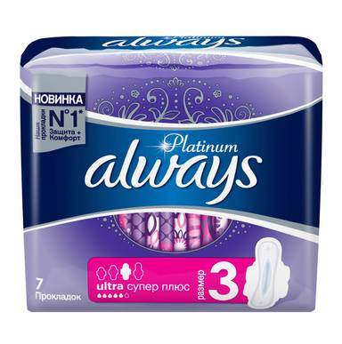 Прокладки "Always" Platinum Ultra ночные 6 капель (7 шт.упак)
