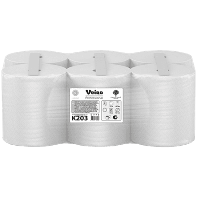 Полотенце бумажное 2-х/двухслойное Veiro Professional Comfort 150 м, В рулонах, Белое