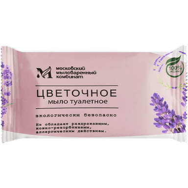 Мыло кусковое 100 гр туалетное "Цветочное" в цвет. оберт. флоупак марки Ординарное ММК