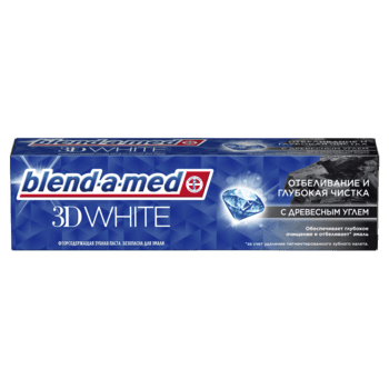 Зубная паста 100 мл "Blend-a-med" 3D White, Отбеливание и глубокая чистка/Древесный уголь