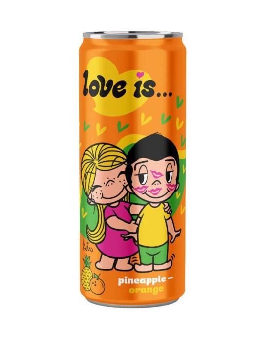 Лимонад 330 мл "Love is" газированный напиток, Ананас-Апельсин(оранжевый)