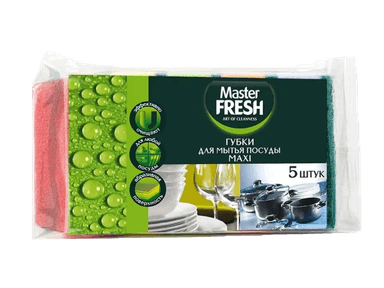 Губки для мытья посуды Master FRESH МАКСИ, профильные (5 шт.упак)