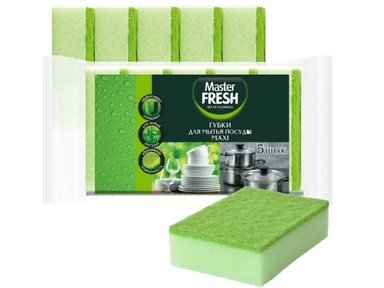 Губки для мытья посуды Master FRESH MAXI зеленая (5 шт.упак)