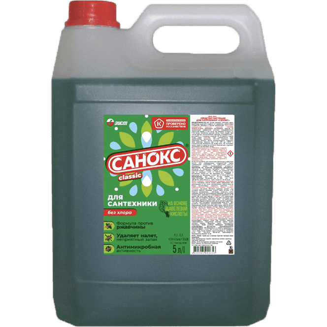 Средство для чистки сантехники 5л Санокс канистра Аист