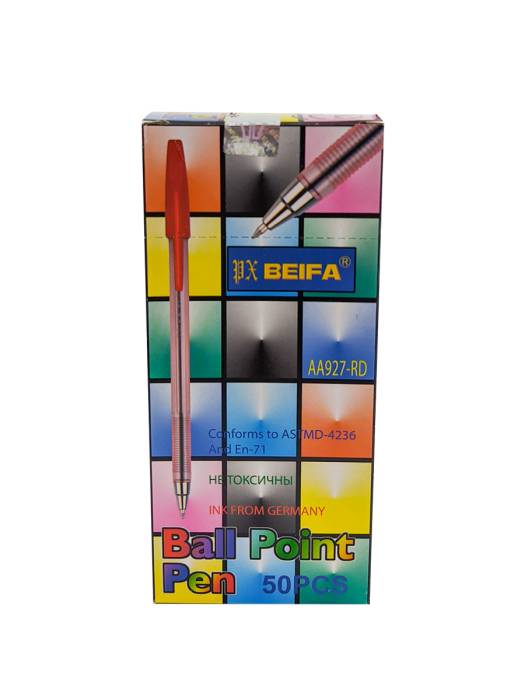 Ручка шариковая 0,7 мм КРАСНАЯ "Beifa" АА 927RD, металлический наконечник