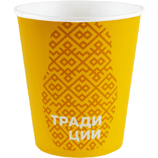 Стакан бумажный 185 мл "Матрешка" желтый D-73 мм ЕСО