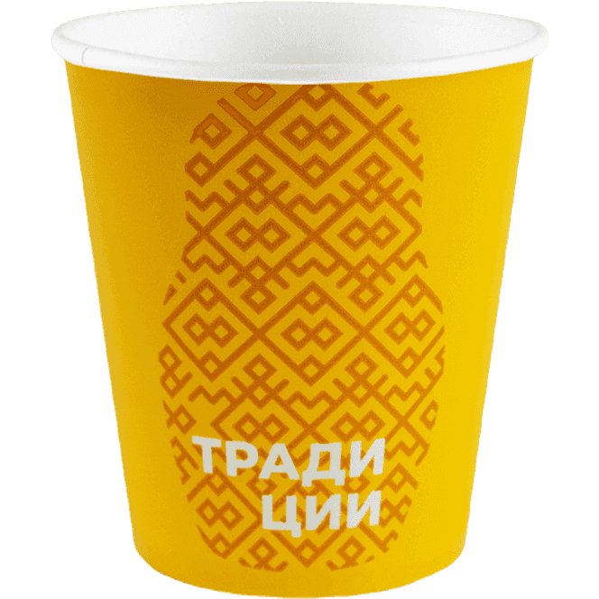 Стакан бумажный 185 мл "Матрешка" желтый D-73 мм ЕСО