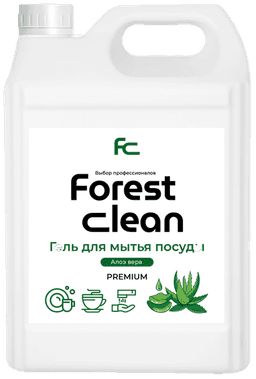 Средство для мытья посуды 5 л канистра "FOREST Clean" Концентрат-гель ПРЕМИУМ, Алоэ Вера