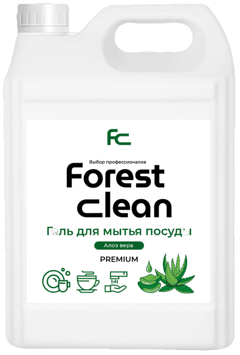 Средство для мытья посуды 5 л канистра "FOREST Clean" Концентрат-гель ПРЕМИУМ, Алоэ Вера