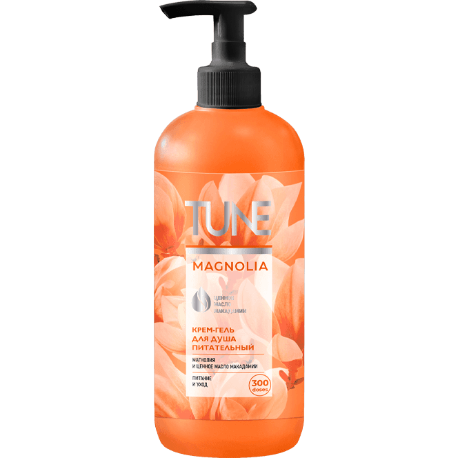 Крем-гель для душа 500 мл TUNE питательная Магнолия, с дозатором