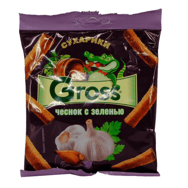 Сухарики Gross 40 гр., Чеснок с зеленью