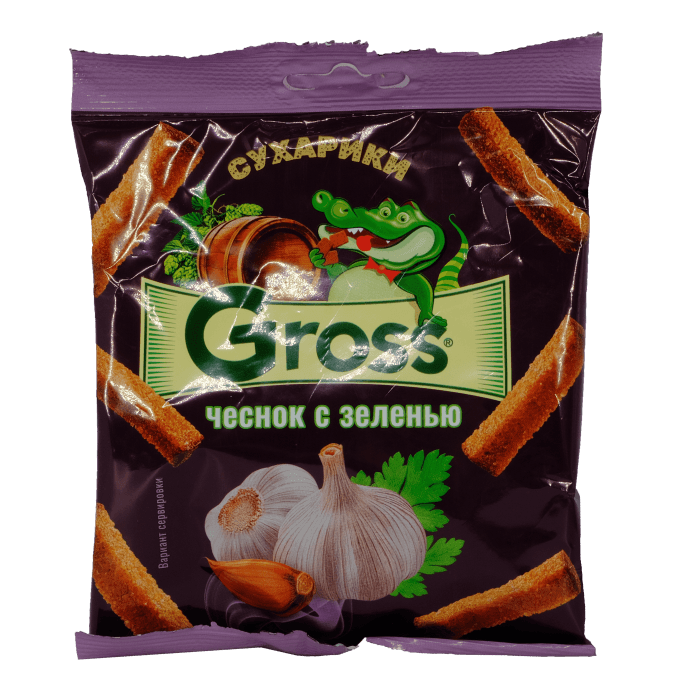 Сухарики Gross 40 гр., Чеснок с зеленью