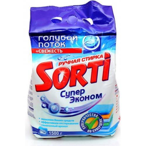 Стиральный порошок 1,5 кг "Sorti" ручной Супер эконом мягк. упак.