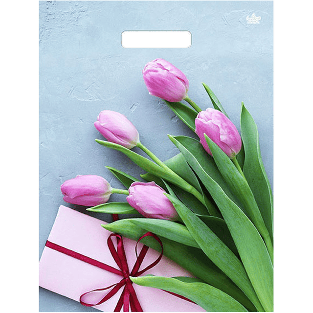 Пакет 31*40 см "Тюльпаны в подарок" прорезь Тико