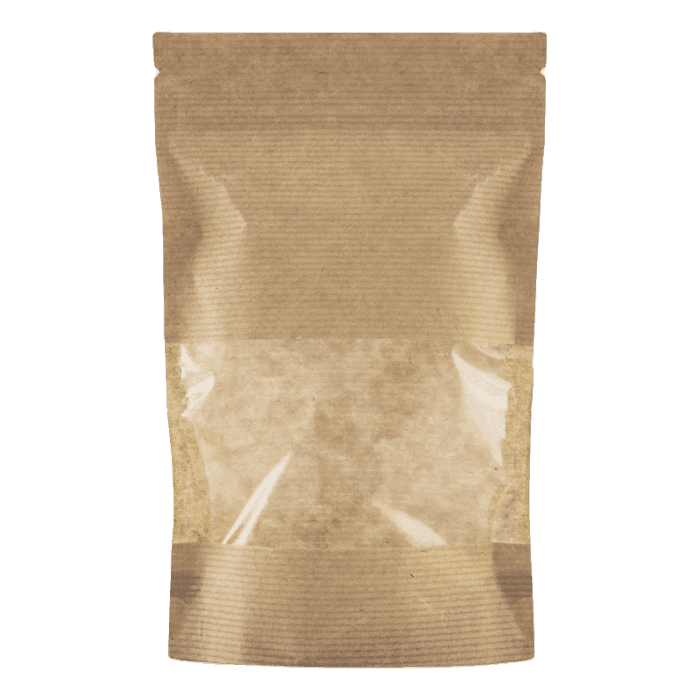 Пакет Дой-пак 135*225 "35+35" бумажный КРАФТ с окном 70 мм zip