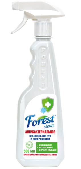 Средство с антибактериальным эффектом "FOREST Clean" 500 мл для рук и поверхности