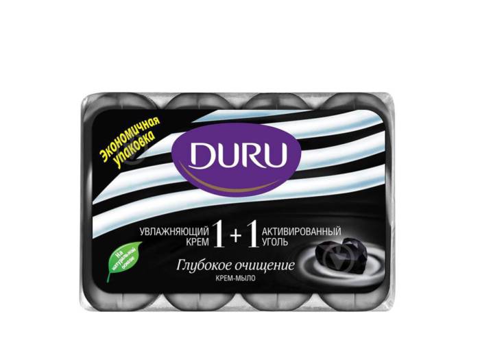 Мыло кусковое 85 г туалетное "DURU" PURE NATURAL (4 шт.упак), Активированый уголь