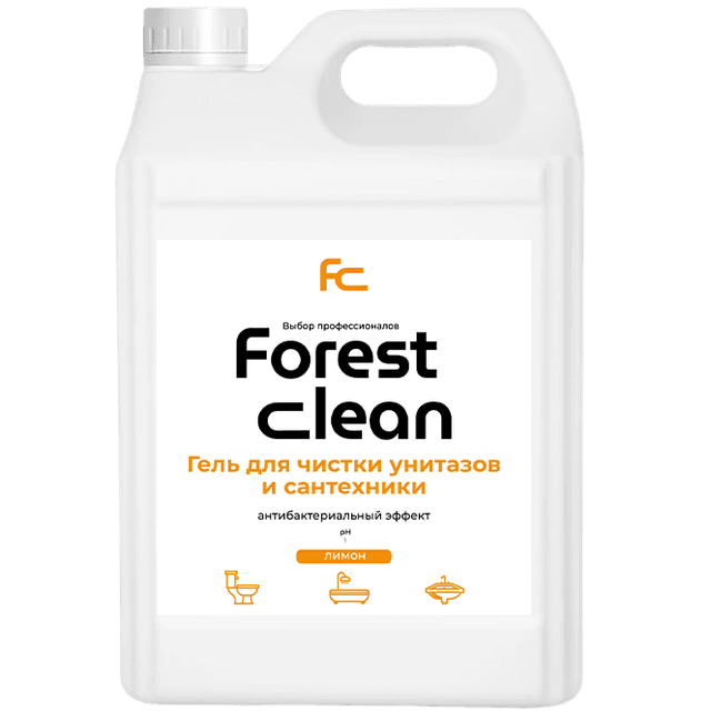 Гель для чистки унитаза 5 л канистра концентрат "FOREST clean", Лимон