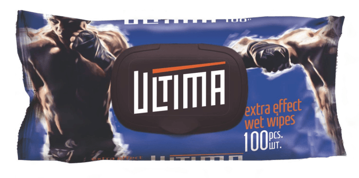 Салфетка влажная 100 шт. "Ultima" Спорт синий с клапаном (100 салф.шт)