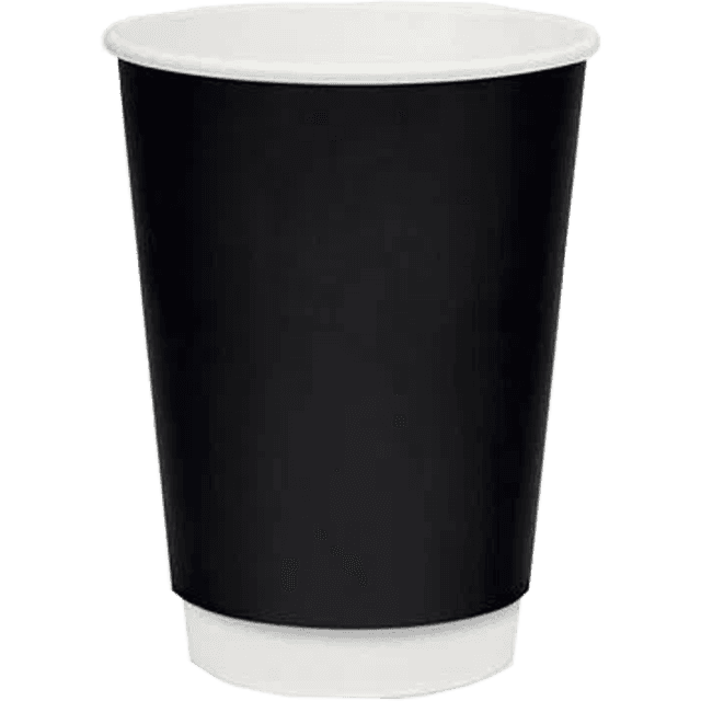 Стакан бумажный 250 мл БЕЗ РИС. ЧЕРНЫЙ Матовый D-80 мм двухслойный ThermoCup Рр