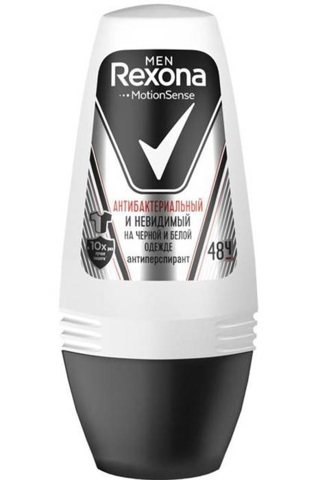 Дезодорант шариковый 50 мл "Rexona" МУЖСКОЙ, Антибактериальный, невидимый на черном и белом