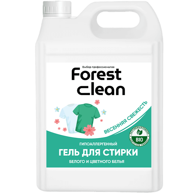 Гель для стирки белья 5 л "FOREST clean" канистра ЕВРО концентрат, Весенняя Свежесть