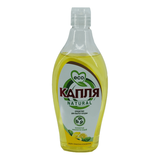 Средство для мытья посуды 500 мл "Капля Natural" Весна, Цедра лимона и базилик