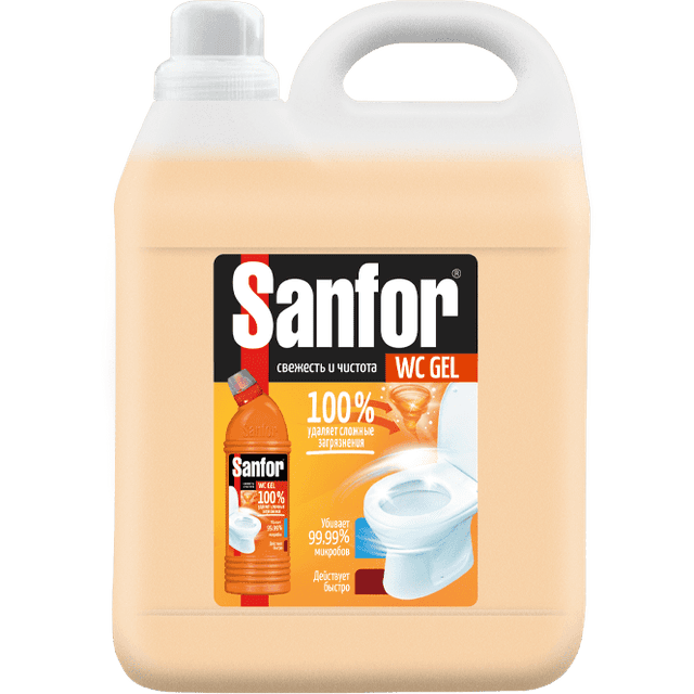 Средство санитарно-гигиеническое 5 л Sanfor WC gel Super Power, 100% против сложных загрязнений
