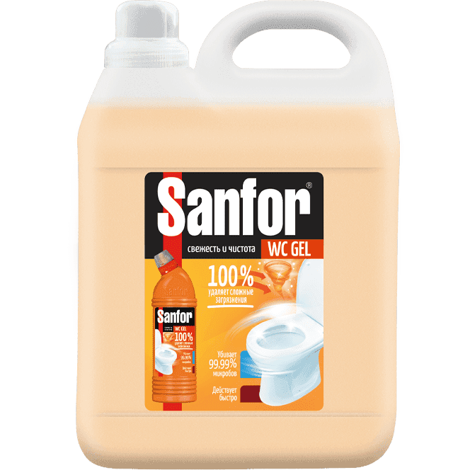 Средство санитарно-гигиеническое 5 л Sanfor WC gel Super Power, 100% против сложных загрязнений