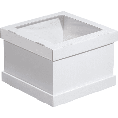 Короб картонный для десертов/тортница 260*260*200 мм БЕЛЫЙ с окном Strong Window White ForGenica