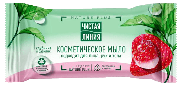 Мыло кусковое 75 г "Чистая линия" косметическое, Клубника