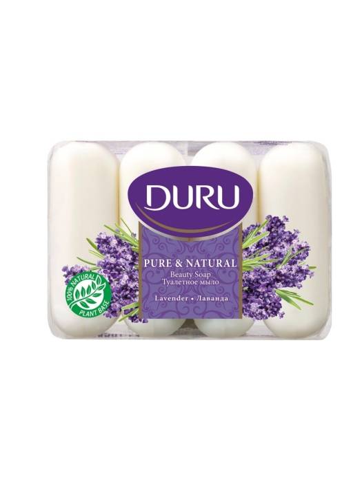 Мыло кусковое 85 г туалетное "DURU" PURE NATURAL (4 шт.упак), Лаванда