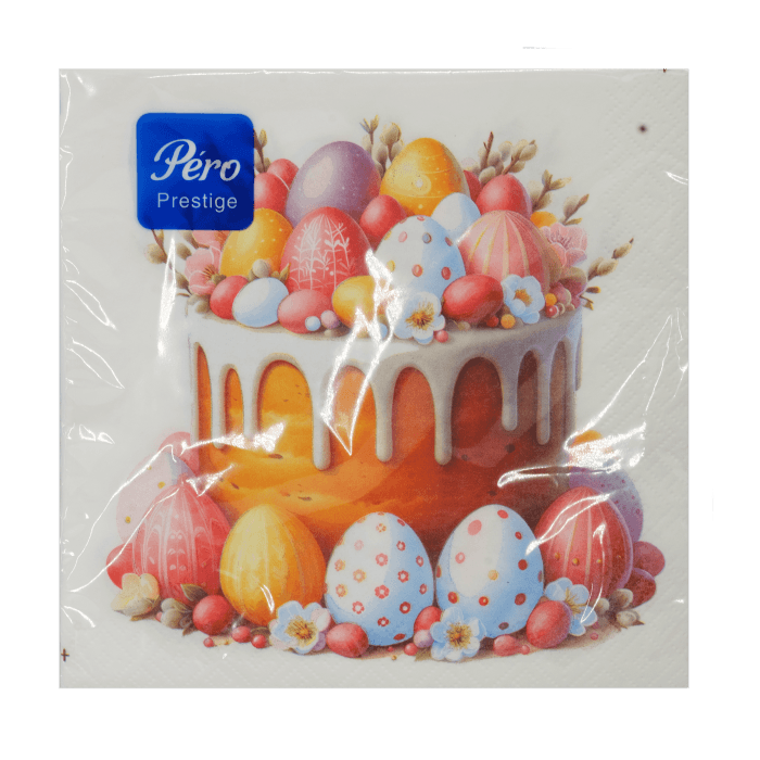 Салфетка бумажная 3-х/трехслойная 33*33 "Pero Prestige" Праздничные, (20 шт.пач), Пасхальное угощение