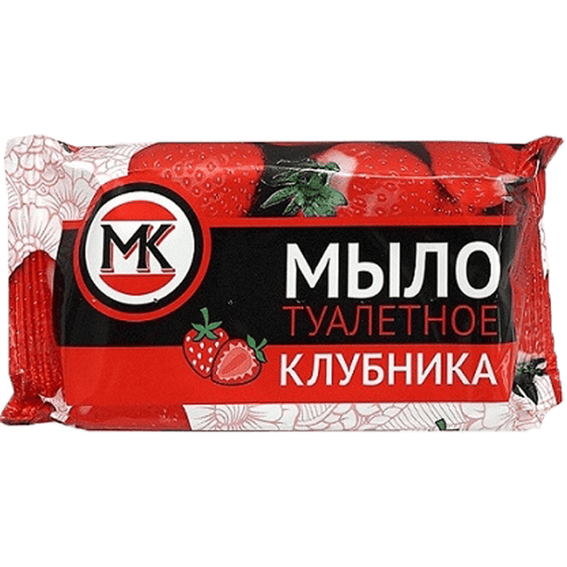 Мыло кусковое 90 г туалетное в цветной обертке, Клубника