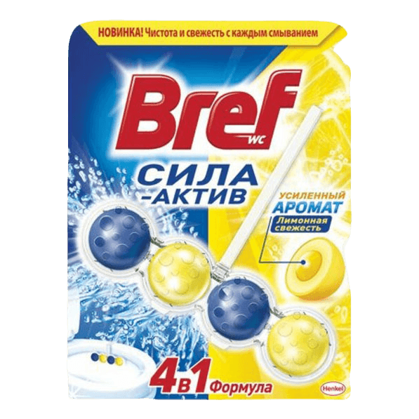 Блок для унитаза "Bref" Делюкс 50г, Лимонная свежесть