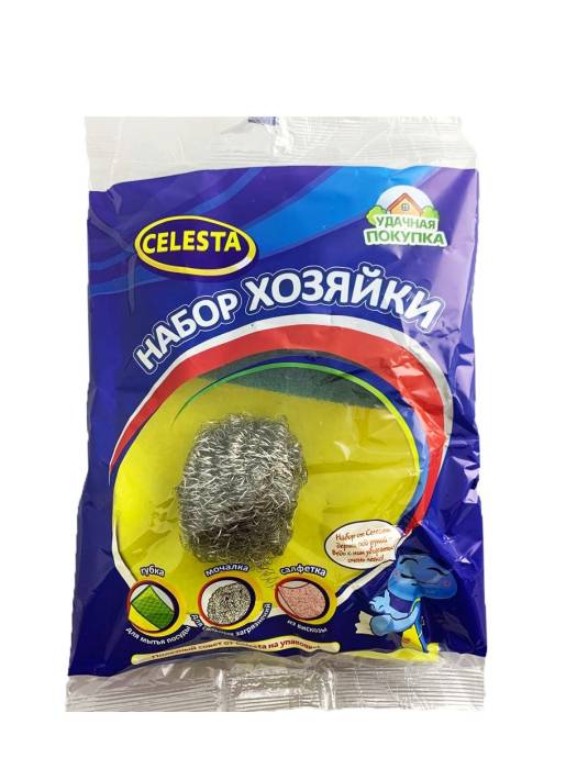 Набор хозяйки "Celesta"/ губка порол.,губка мет.,салф виск