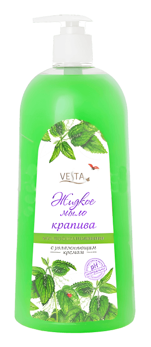Жидкое мыло 1000 мл "Vesta" с дозатором, Крапива