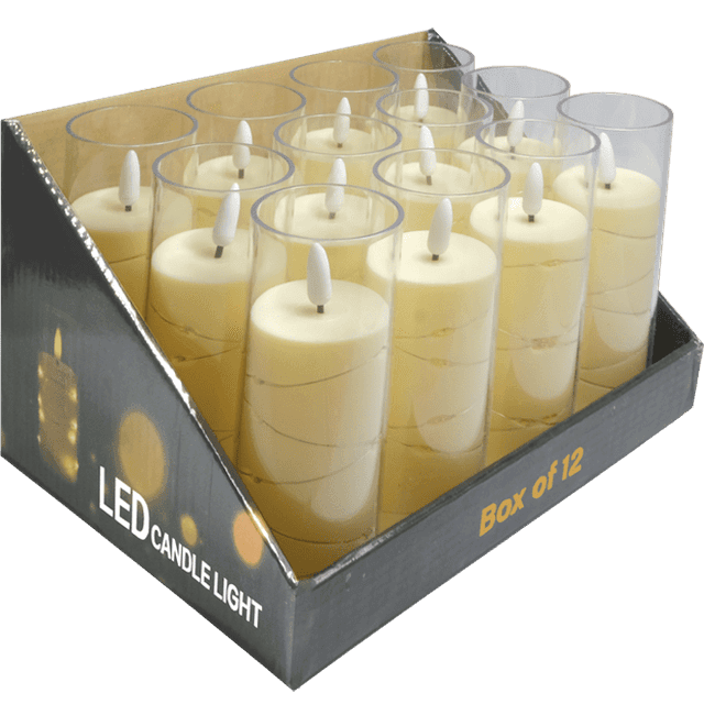 Свечи пластиковые НГ 6 см, на батарейках, с нитью, А34-1