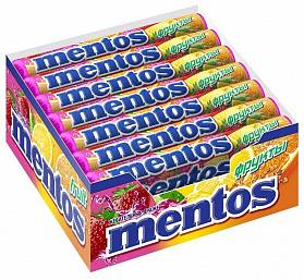 Жевательные конфеты "Mentos" 37г (24 шт.упак), ФРУКТОВЫЙ