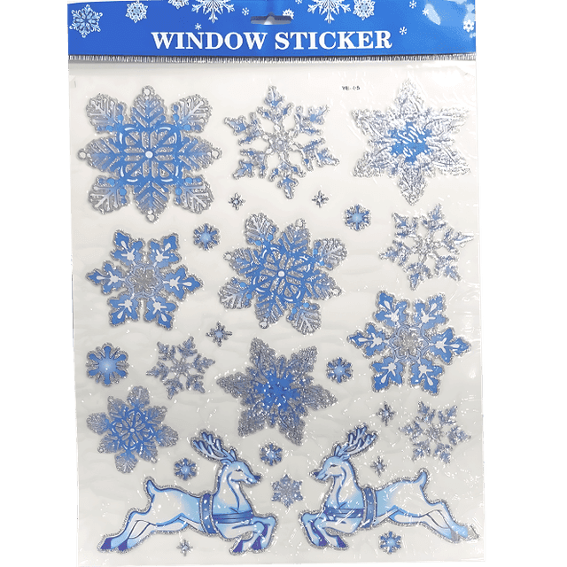 Наклейка/аппликация на окно НГ 29*36 см, большая голубая, Ассорти