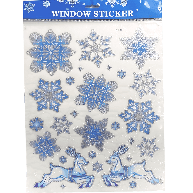 Наклейка/аппликация на окно НГ 29*36 см, большая голубая, Ассорти