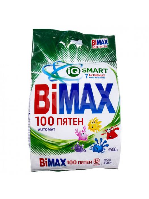 Стиральный порошок 4,5 кг "BiMAX", 100 пятен