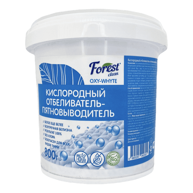 Кислородный отбеливатель-пятновыводитель для белья 800 г "FOREST Clean" порошок
