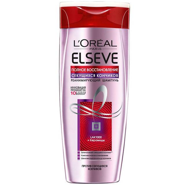 Шампунь 250 мл. "Loreal elseve" полное восстановление секущихся кончиков LA.K1000 + керамиды