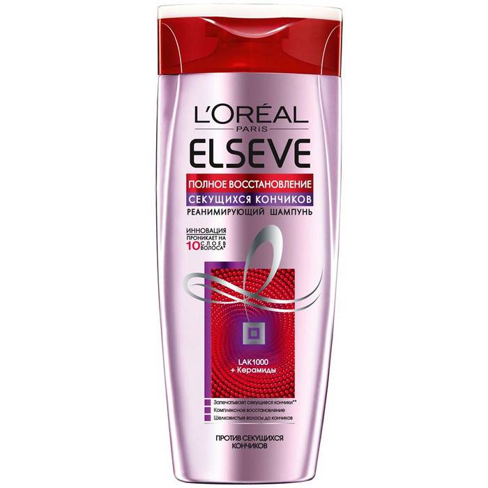 Шампунь 250 мл. "Loreal elseve" полное восстановление секущихся кончиков LA.K1000 + керамиды