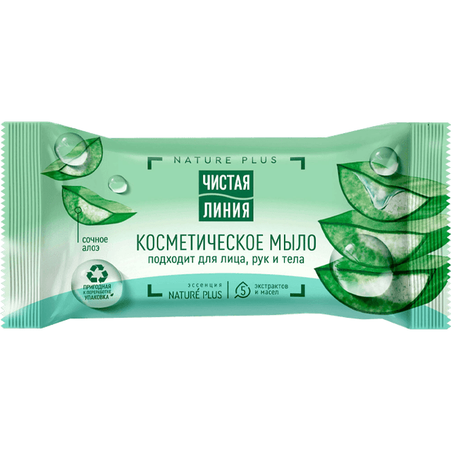 Мыло кусковое 75 г "Чистая линия" косметическое, Алоэ