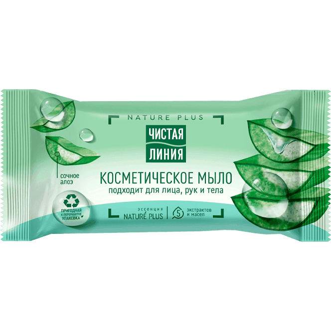 Мыло кусковое 75 г "Чистая линия" косметическое, Алоэ